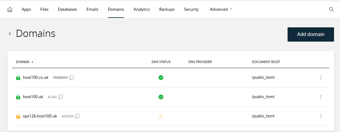 Domains List